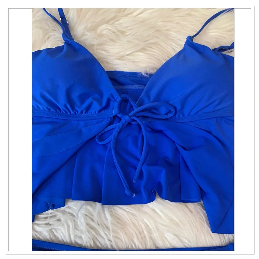 Citrus Flutter Tankini Bikini Swimsuit Blue Size M/L - Picture 3 of 14